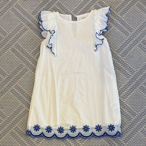 Crewcuts White Dress with Blue Floral Trim